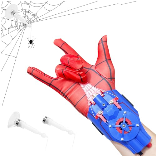 HLMNAKE Spindelnät kastare med tråd och automatisk repåterställning, webbavfyrare Spider Web Shooter perfekt för cosplay, halloween och mer (blå)