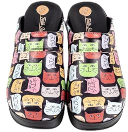 Terlik Sabo Air ST474 MAX Zuecos de Cuero Mules Zapatillas Zapatos Sabot, Mujer, Patrón Colorido, EU 38