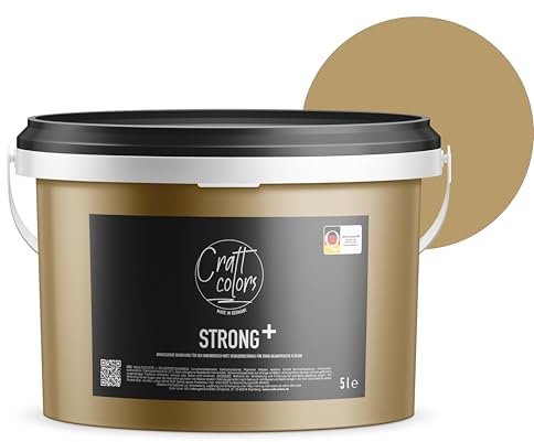 Craft Colors Wandfarbe Strong+ Sandstein beige, 5 Liter für stark beanspruchte Flächen wie Treppenhäusern, Fluren, Kellerräumen und Garagenwänden - Nassabriebklasse 1 - Made in Germany