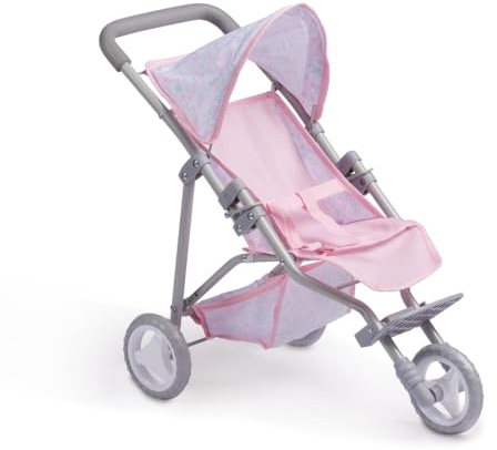 JC Toys | Berenguer Boutique |3 Wheeled Folding Doll Jogger Stroller | Pink | Ages 3+