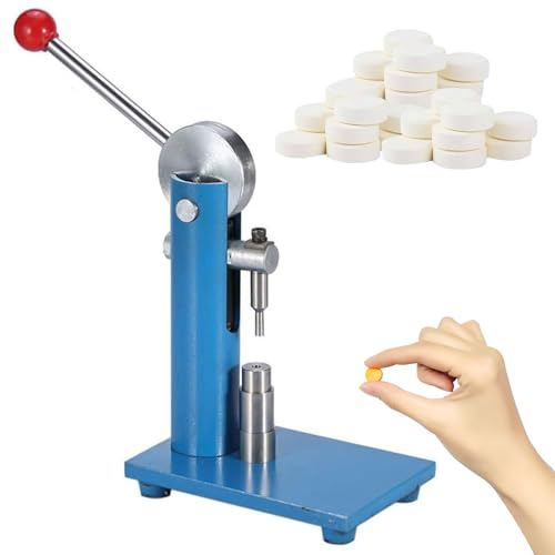 Pressa per compresse per Pillole, Strumento per la Produzione di Pillole per fette, Pressa per compresse a Mano a Leva, Stampo in Acciaio Inossidabile, per Laboratorio 12MM