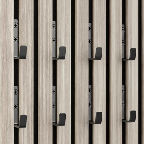 WWMH 8 Stück Kleiderhaken Akustikpaneele, Haken für Akustikpaneele, Wandpaneele, Paneele, Schwarz, Metall