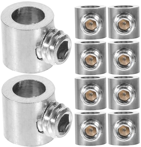 10Pcs 1mm-1.5mm Wire Rope Cable Clamp 304 Stainless Steel Wire Rope Clamp with Hexagonal Wrench, Length 15mm Outer Diameter 8mm Inner Diameter 3.5mm Silver for Industry Transportation