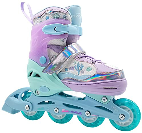 RAVEN Inline Skates Inliner für Kinder Mädchen verstellbar Geburtstag Geschenk (Isla Violet (LED Räder), 34-37 (21,5cm-24cm))