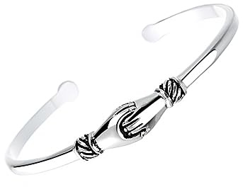 Homoyoyo Pulsera Vintage de Cobre Plata Patrón de Manos y Apertura