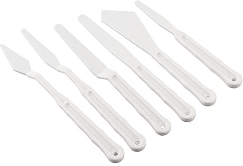 6 Pezzi di Pittura in Plastica Bianca Calza per Palette di Vernice Spatole di Pigmento Artistico, Spalmare la Vernice Uniformemente, per Progetti di Pittura e Artigianato,