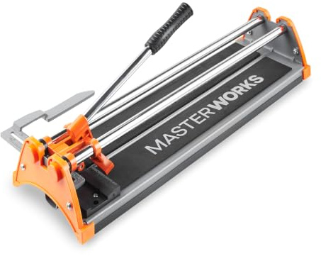 MasterWorx MasterWorks Manual Tile Cutter, Professional Ceramic, Inch Floor | Porcelain Tile Cutting Tool, Tungsten Carbide Scoring Wheel, Wall Cutter, Precision Measuring Guide