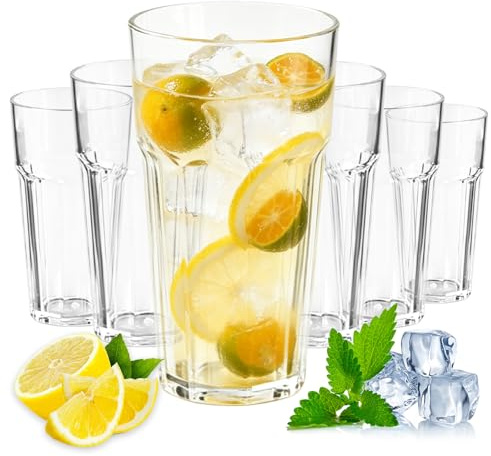 Behogan 6 st 420 ml cocktailglas set – genomskinliga, robusta glasimitationsglas för hem och catering