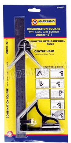 BARGAINS-GALORE ADJUSTABLE COMBINATION SQUARE ENGINEERS 12 SQUARE ANGLE & SPIRIT LEVEL SCRIBER