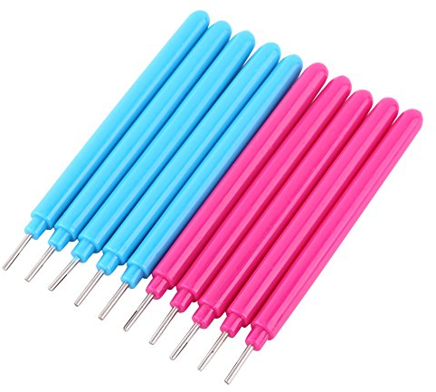 Walfront Wirtschafts 10 Stücke (Rose Rot/Hellblau) Papier Quilling Stift Kunststoff Schlitz Quilling Roller DIY Papier Handwerk Werkzeuge