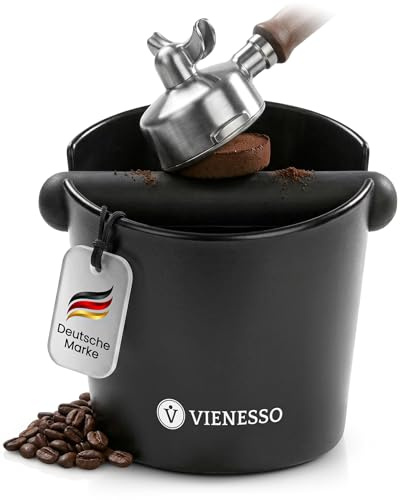 Högkvalitativ avslagslåda från Vienesso med avtagbar avtappningsstång – espresso avslagsbehållare för kaffesump från portagaren, tappningsbehållare, Knock Box + Barista E-Book! (12 cm)