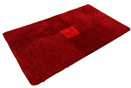 Homie Living Badteppich, Badematte, kuscheliger Flauschiger weicher Flor, rutschfest und waschbar, San Piero (55 x 65 cm, Rot)