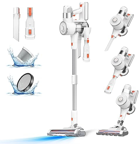 Ultenic Aspirateur Balai sans Fil U10 Pro, Aspirateur sans Fil Puissant 30Kpa/400W, Léger, 35Min Autonomie, LED, 4 en 1 Aspirateur Balai sans Sac pour Les Poils d'animaux, Tapis, Canapé, Voiture