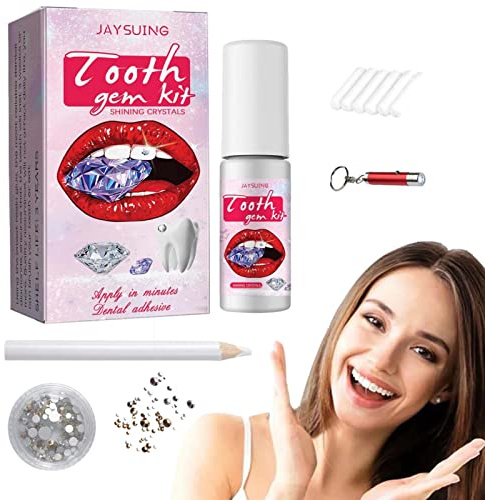 pologmase Strass Dentaire Kit avec Colle, Bijoux Kit Dentaire avec Lumière UV Et Pierres Précieuses, Bijoux Dents Bricolage Professionnels, Kit Gemmes Dents pour Débutant