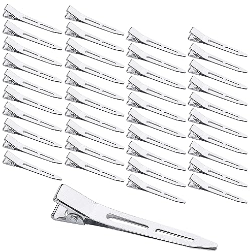 Mbsomnus 40 Stück EnteBill Haarspangen Silber Haarclips 5,5 cm Haarklemmen Friseur Alligator Clips Metall Haarspangen für Haarklammern Damen Spangen Friseursalon Mädchen Haarstyling DIY