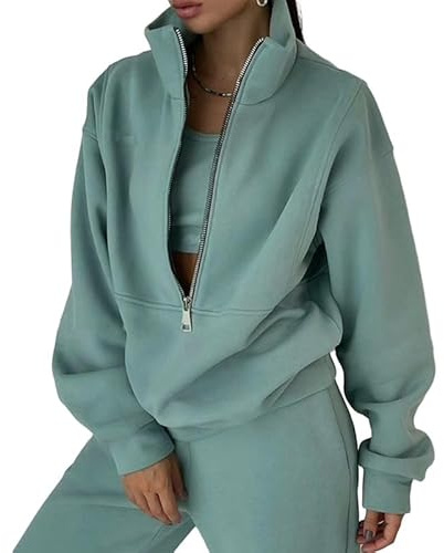 Litthing Tracksuit Womens Full Set Lounge Wear Sets 2 Piece Ladies Fleece Tracksuits Comfort Long Sleeve Activewear Zip Coat Tops Trousers Sets Fashion Casual Thermal Autumn Winter