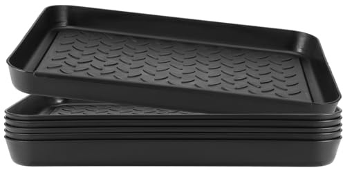 NAMYEUT 6 stycken skohyllor skodroppskål liten, 35 x 27,5 x 3 cm skomatta droppmatta skobricka av plast, skobricka med förhöjd kant, skodroppskål svart för skor