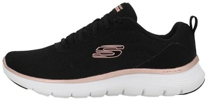 Skechers Damen Sneakers, Schwarzes Netzgewebe mit rotgoldenem Rand, 41 EU