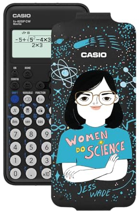 Casio FX-82SP CW - Calculadora Científica, con Jess Wade ilustrada por Coco Escribano, Recomendada para el Curriculum Español y Portugués, 5 Idiomas, más de 300 Funciones, Color Gris Oscuro