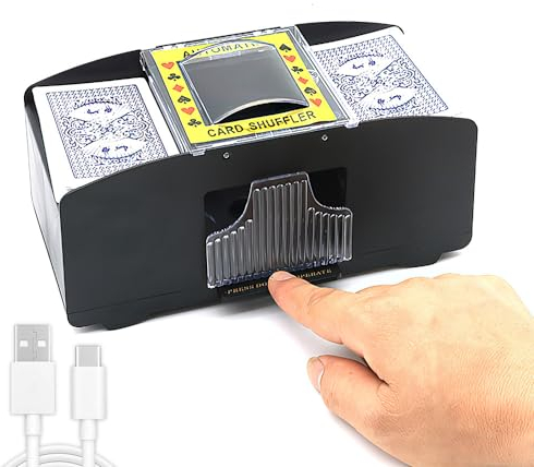 YANGUN Automatischer Kartenmischer, 2 Decks, Automatische Karten-Mischmaschine, Kartenmischmaschine, batteriebetrieben, für UNO, Texas Hold'em, Home Card Games, Blackjack, Electric Casino Poker