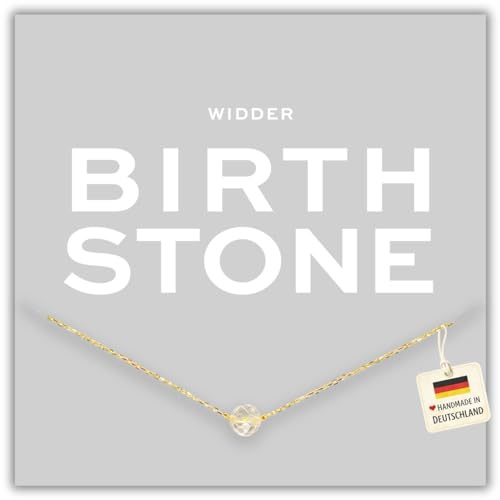 happymaker – Collana donna in argento 925 placcato oro con pietra di nascita gennaio, vero granato per il segno zodiacale Capricorno, fatta a mano (Granato Capricorno)