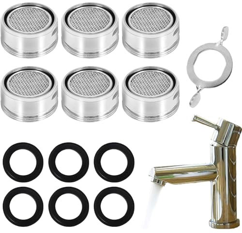 Perlatoren für Wasserhähne M24, 6 Stück Wasserhahn Sieb M24, Strahlregler M24, Metallisch Außengewinde Wasserhahn Ersatzteil mit Dichtung, für Bad, Küche Wasserhahn