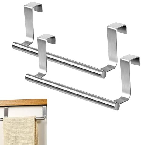 Porta Asciugamani Cucina, 2 pezzi Appendi Strofinacci Cucina, Appendi Strofinacci in Acciaio Inossidabile, Porta Asciugamani da Appendere, Senza forare, per Cucina e Bagno, Argento