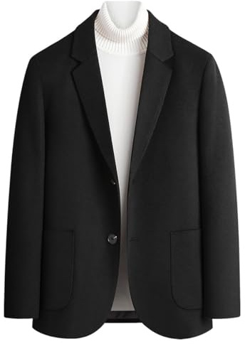 BININBOX Mens Blazer Regular Fit Casual Sport Coat Wool Suit 2 Buttons Notch Lapel (Black, L)