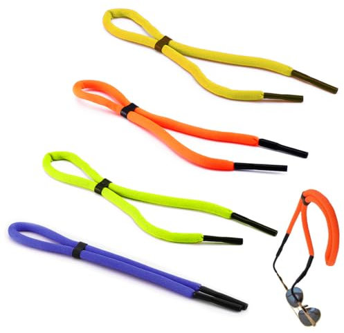 YOYEAH Lot de 4 cordons à lunettes de sport flottants – Bandes de lunettes de soleil réglables pour les sports nautiques, le bateau, le kayak, la voile et le surf