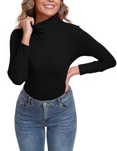 IWOLLENCE Maglia termica a maniche lunghe da donna, collo alto, slim fit, calda, a maniche lunghe, per inverno, per tutti i giorni, aderente, comoda e traspirante
