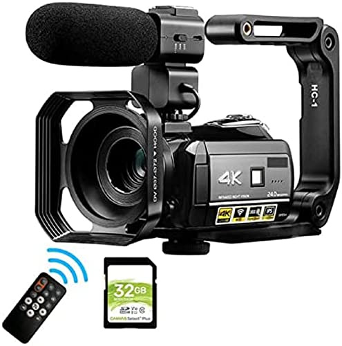 4K-videokamera med mörkerseende, wifi och digital zoom – professionell Vlog-inspelningskamera HD-videoinspelning