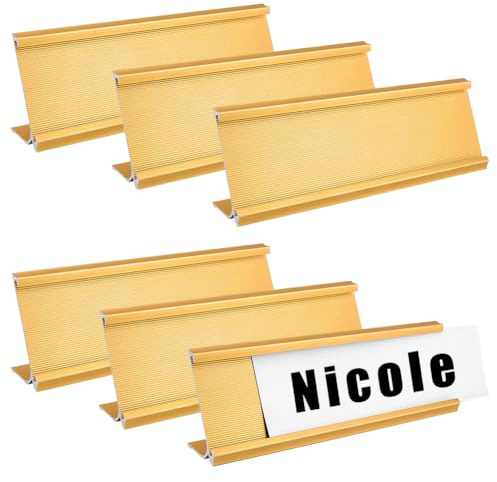 FINGERINSPIRE 6 Pz Porta Targhette da Scrivania in Alluminio 180x31x53mm Dorato Porta Targhette Vuote per Ufficio Supporto da Scrivania per Sala Riunioni O Altri Eventi Aziendali