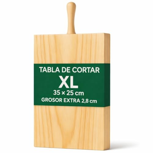 Tabla de cortar de madera XL 32x22rosor extra 2,8 cm – Tabla de cocina .Tabla aperitivos madera resistente para carne, verduras y pan – Ideal para cortar y servir – Madera natural duradera