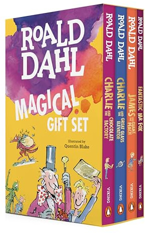 Roald Dahl Magical Gift Boxed Set (4 Books): Charlie and the Chocolate Factory, James and the Giant Peach, Fantastic Mr. Fox, Charlie and the Great Glass Elevator