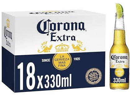 Corona Extra Mexican Lager Beer Bottle, 330ml (Pack of 18)