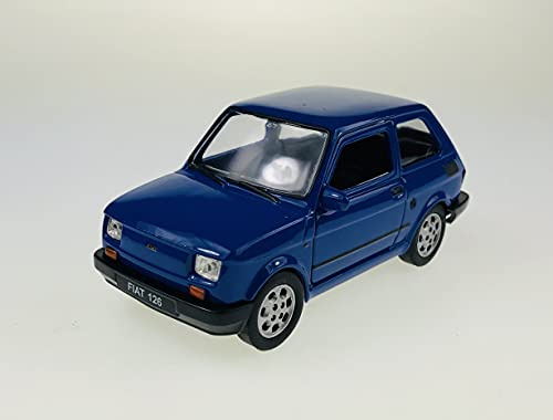 Fiat Welly, auto retro in scala 1:43, blu, 11 cm, porte apribili, funzionamento a spinta, unisex, per bambini, 8+