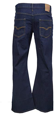 LCJ Denim Men's Super Flare Jeans Stretch Indigo Indie 70s Bell Bottoms (36W 32L)