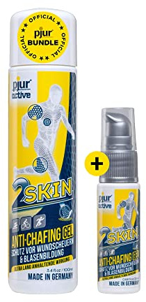 pjuractive 2SKIN - Anti-Chafing-Gel - Nie mehr Blasenpflaster & Wundscheuern - unsichtbarer & wasserfester Hautschutz (Vorteilspack: 100ml + 20ml)