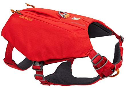 RUFFWEAR Hundegeschirr mit Taschen, Switchbak, Ganztägiger Komfort mit Eingebauten Taschen Für Kurze Tagesausflüge und Alltägliche Aktivitäten, kleine Rassen, Red Sumac
