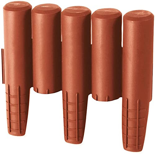 Lawn Edge Palisade Garden Edging Plastic - Ideal for Paths, Lawns, Flowerbeds, Trees, Shrubs and Borders – Reduces Weed Transfer - Easy to Connect and Install (1 Set of 8 (2.2m), Terracotta)