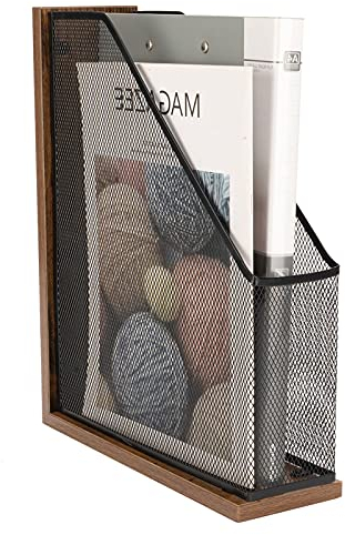 ASIFMTHOT Stehsammler, Antikes Holz und Eisennetz ZeitschriftenstäNder, füR BüRo, Zuhause,Schule,Zeitschriftensammler(Schwarz)
