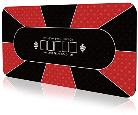 YUZPKRSI Tappetino da Poker 180 × 90cm, Texas Hold’Em Panno da Poker Portatile, Professionale Tappeto da Poker per 10 Giocatori, Layout Superiore del Poker con Borse da Trasporto