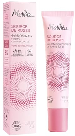 Melvita - Gel fresco contorno occhi Source de Roses - Idrata e decongestiona - Aiuta a ridurre borse e occhiaie - Certificato biologico - Made in France - Tubo da 15 ml