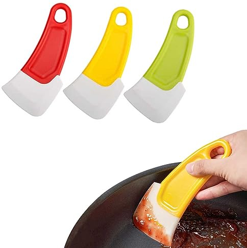 3 Stück Silikon Pfannenschaber Pan Cleaning Scraper Silikon Reinigungsschaber Spatula Pfannenwender Spatel Küchenspatel For Dirty Fry Pan Dish Pot Washing Heat Resistant für Nudeln zum Kochen
