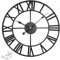 Black Metal Wall Clock for Garden, Large Wall Clocks for Living Room, Silent Non-Ticking Roman Numerals Wall Clock for Indoor & Outdoor, Vintage Look Clock for Bedroom, and Kitchen – Large 60 cm