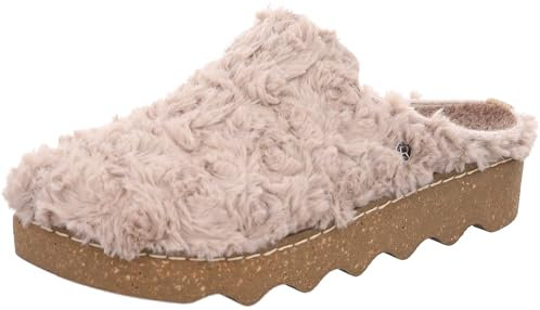 Rohde Damen Clog Pantolette Textil Plüsch flauschig weich bequem Foggia-D 6118, Größe:38 EU, Farbe:Beige