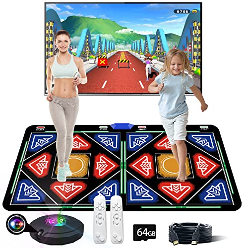 HDMI Musikalisches Elektronisches Tanzmatte mit Kamera,1000 Spiele,81 Musikvideos,einer 64G Große Speicherkarte,650 Lieder,ein Luxusgeschenk für Jungen und Mädchen, für Einzel-/Doppelbenutzer.