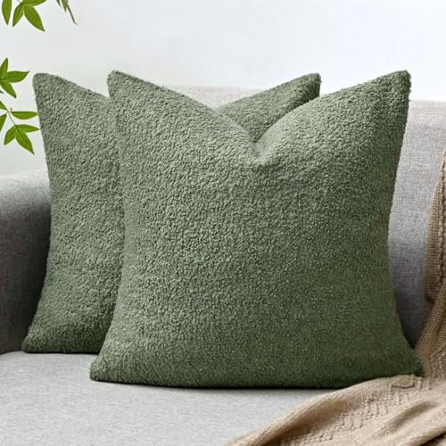 2er Set Kissenbezug 40 x 40 cm Kunstfell Salbeigrün Kissenbezüge Plüschkissen Kuschelig Dekorative Kissenhülle Sofakissen Flauschig Zierkissen Couchkissen für Schlafzimmer Zuhause Wohnzimmer
