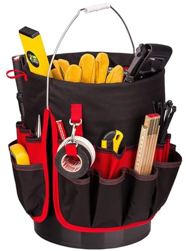 Yuehuamech Secchiello organizer per attrezzi resistente, borsa in tessuto Oxford, porta attrezzi e organizer per giardino, costruzione, falegname, elettricista, costruttore