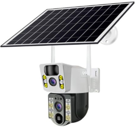 Biwwubik 8MP 4K HD Solar 4G Sim Dual Lins V380pro Smart Säkerhet IP-kameror med låg effekt PIR-detektering utomhus
